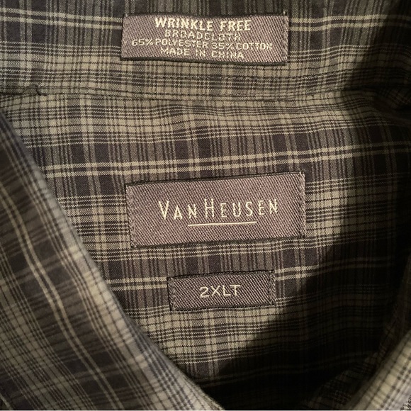 Van Heusen Plaid Dress Shirt 2XLT - Picture 3 of 3